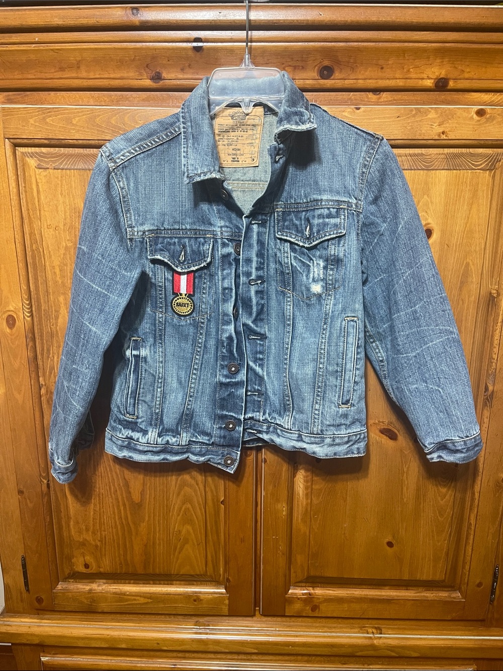 Old Navy Light Blue Denim Jacket distressed jacket.